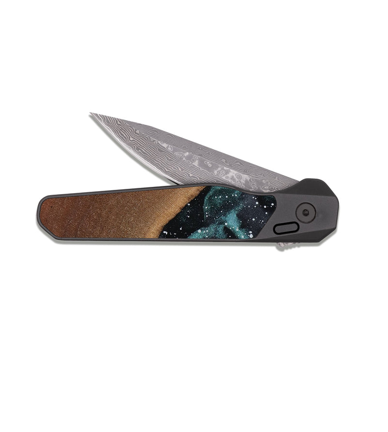 EDC Dark Damascus Wood Pocket Knife - Kurtis (Cosmos, 819009)