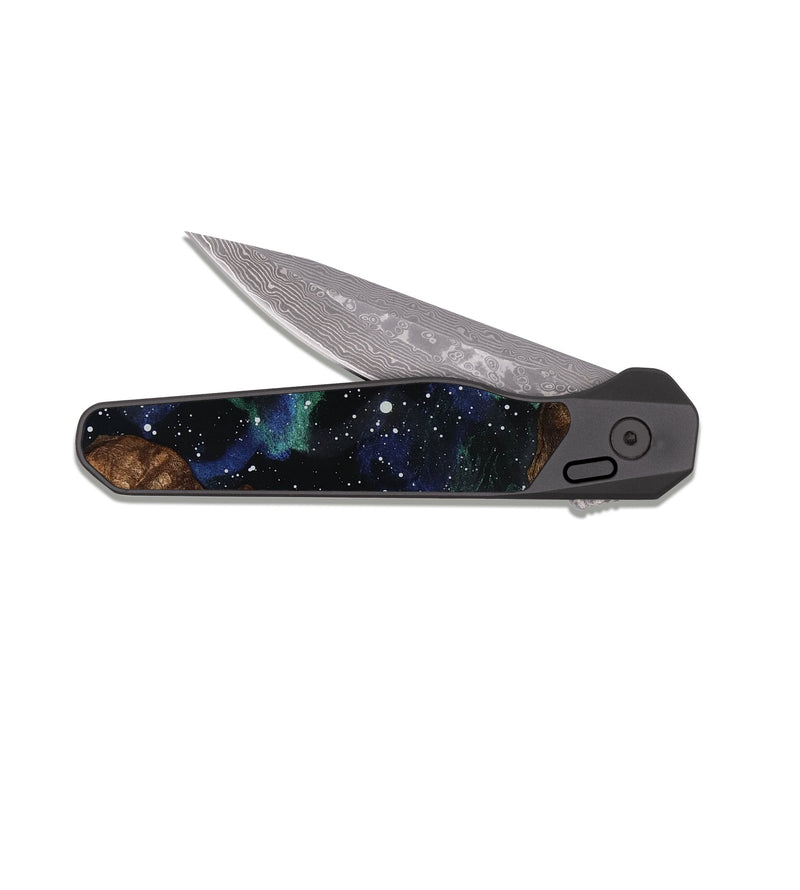 EDC Dark Damascus Wood Pocket Knife - Claudie (Cosmos, 819012)