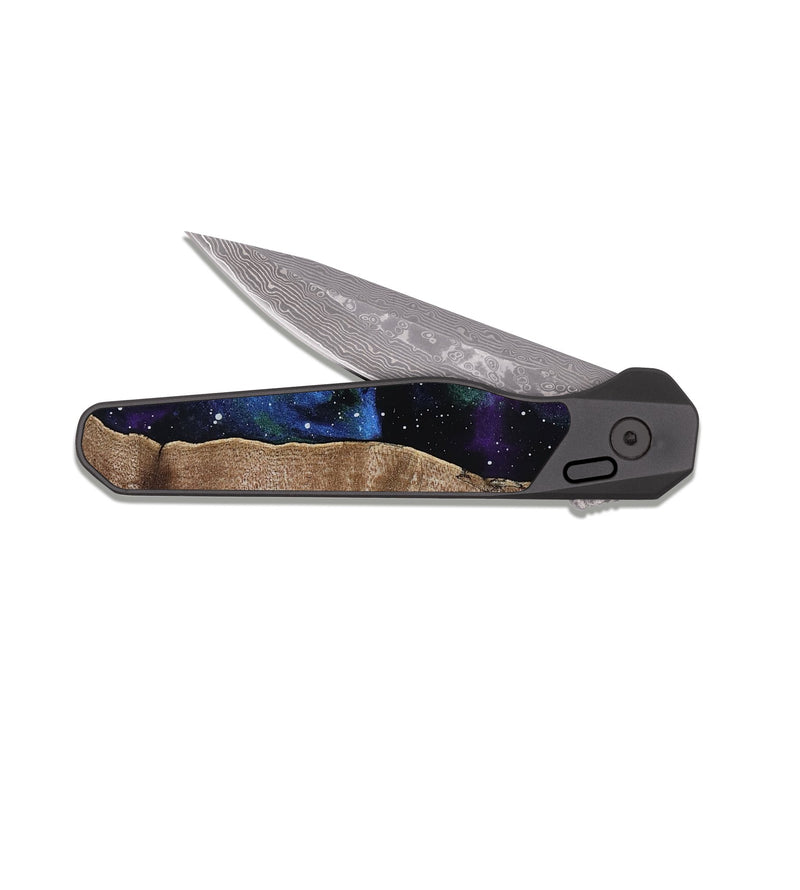 EDC Dark Damascus Wood Pocket Knife - Karla (Cosmos, 819024)