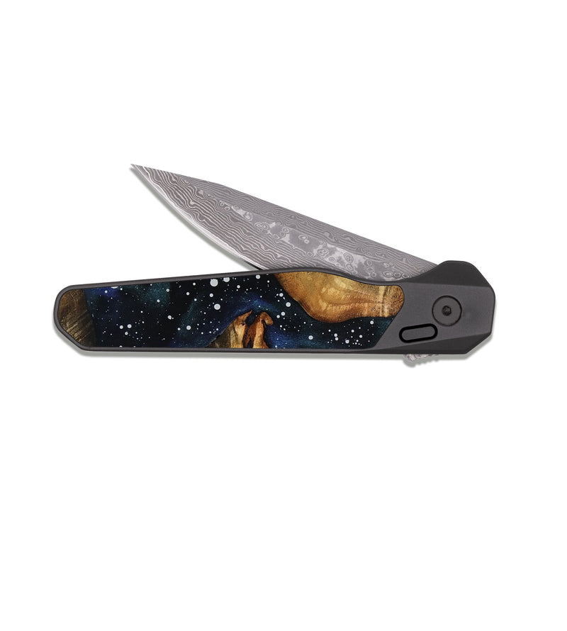 EDC Dark Damascus Wood Pocket Knife - Daren (Cosmos, 819028)