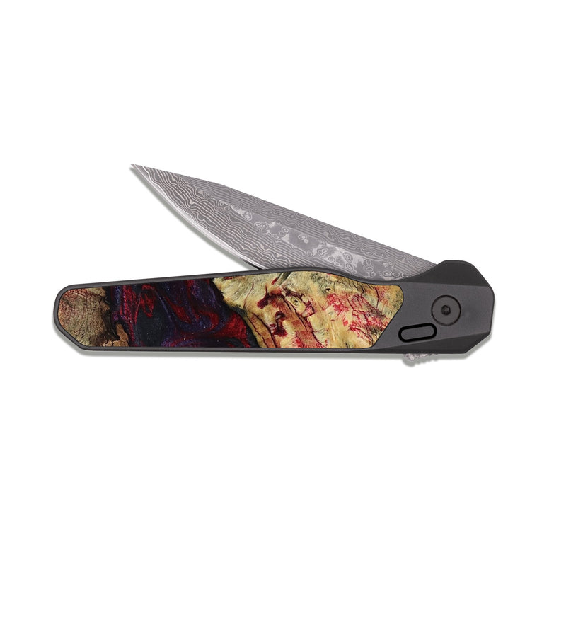 EDC Dark Damascus Wood Pocket Knife - Adyson (Red, 819033)