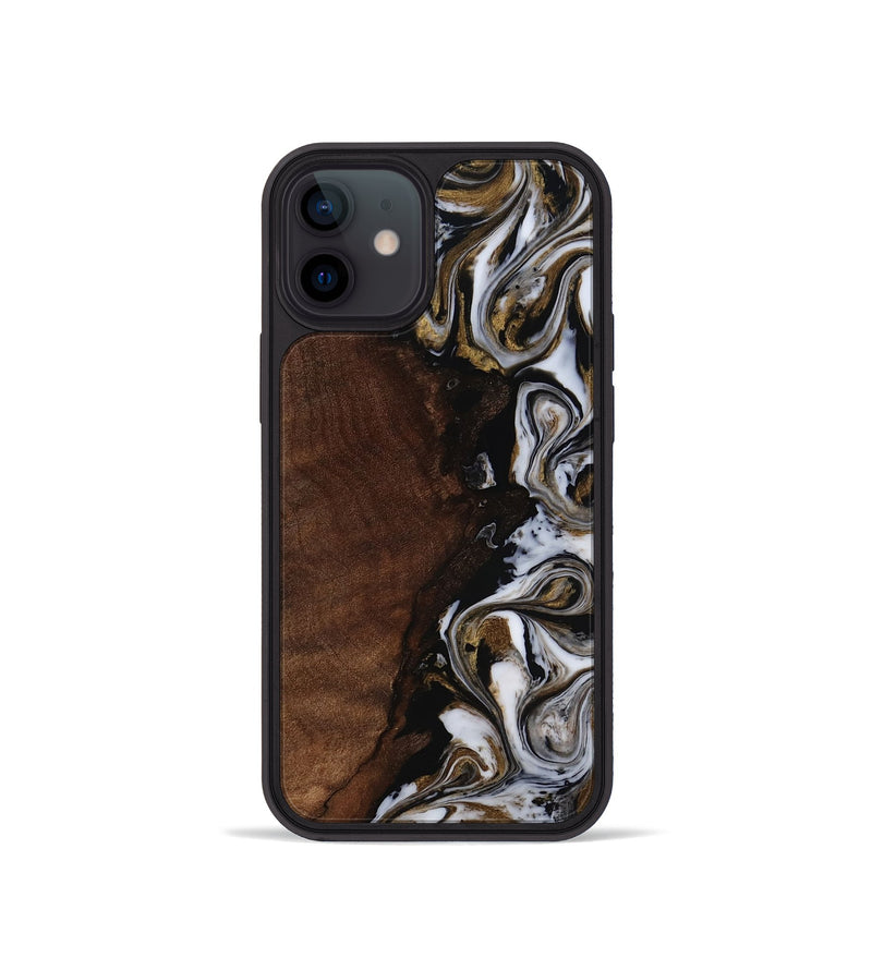 iPhone 12 mini Wood Phone Case - Leif (Black & White, 819040)