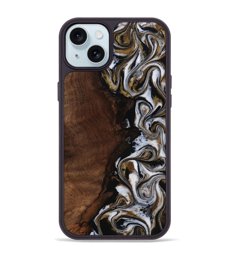 iPhone 15 Plus Wood Phone Case - Leif (Black & White, 819040)