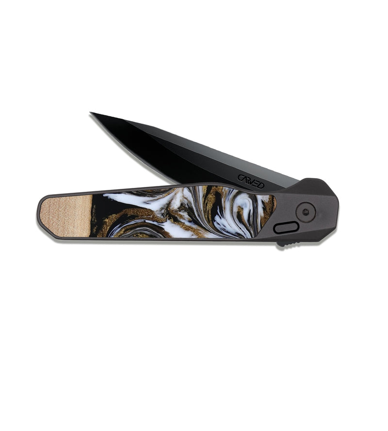 EDC Dark Slate Wood Pocket Knife - Dante (Black & White, 819042)