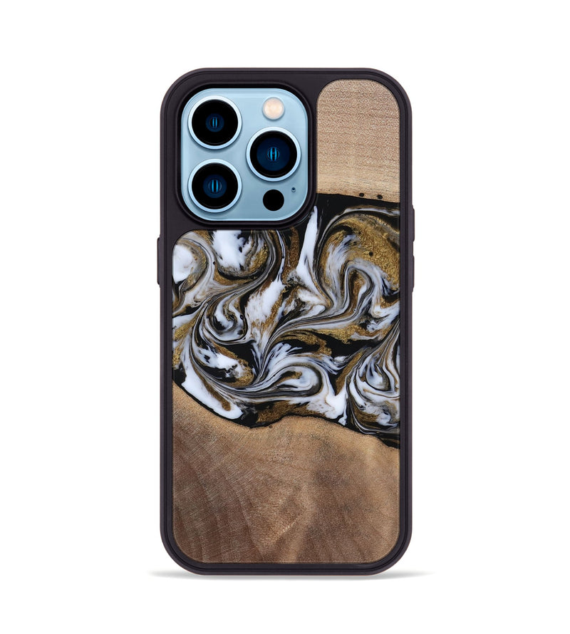iPhone 14 Pro Wood Phone Case - Dante (Black & White, 819042)