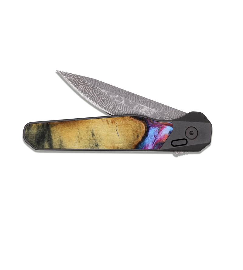 EDC Dark Damascus Wood Pocket Knife - Crew (Blue, 819050)