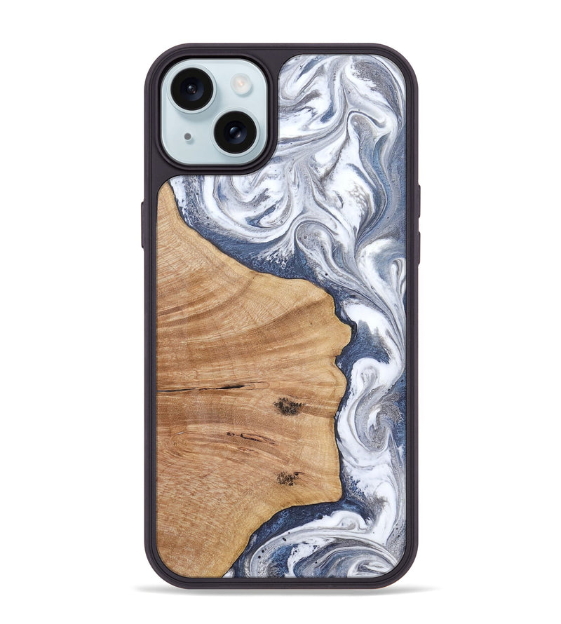 iPhone 15 Plus Wood Phone Case - Cloe (Blue, 819053)