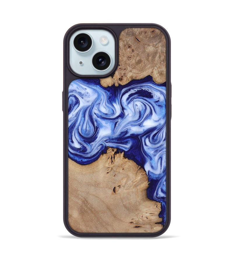 iPhone 15 Wood Phone Case - Jamiya (Blue, 819055)