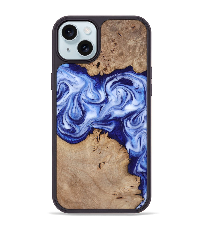 iPhone 15 Plus Wood Phone Case - Jamiya (Blue, 819055)
