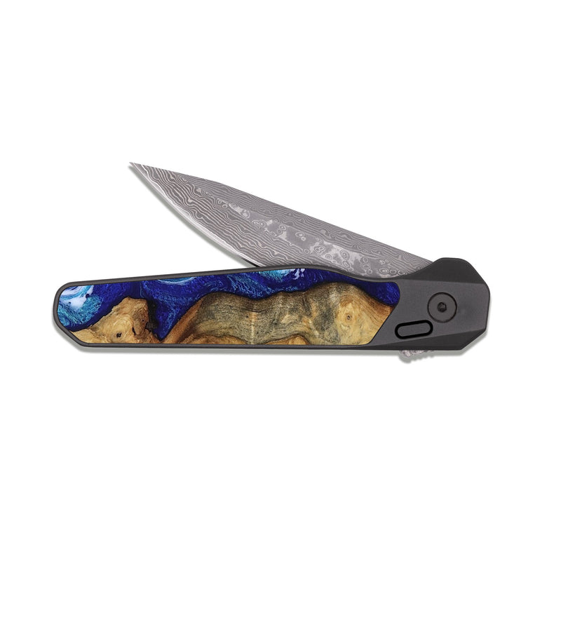 EDC Dark Damascus Wood Pocket Knife - Essie (Blue, 819056)
