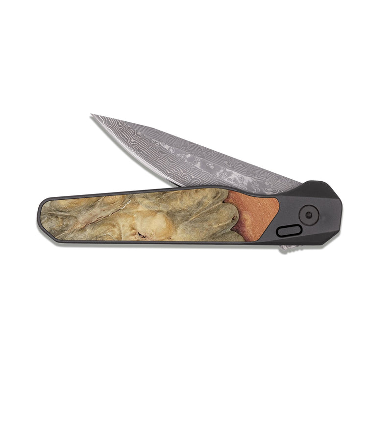 EDC Dark Damascus Wood Pocket Knife - Leatha (Red, 819070)