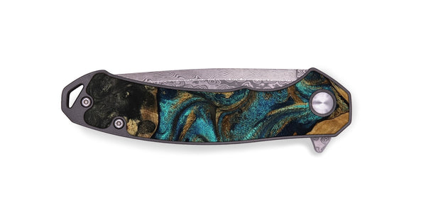 EDC Wood Pocket Knife - Dee (Teal & Gold, 819071)