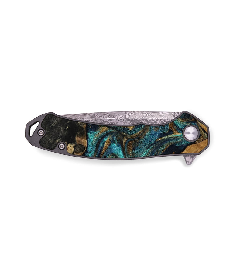 EDC Wood Pocket Knife - Dee (Teal & Gold, 819071)
