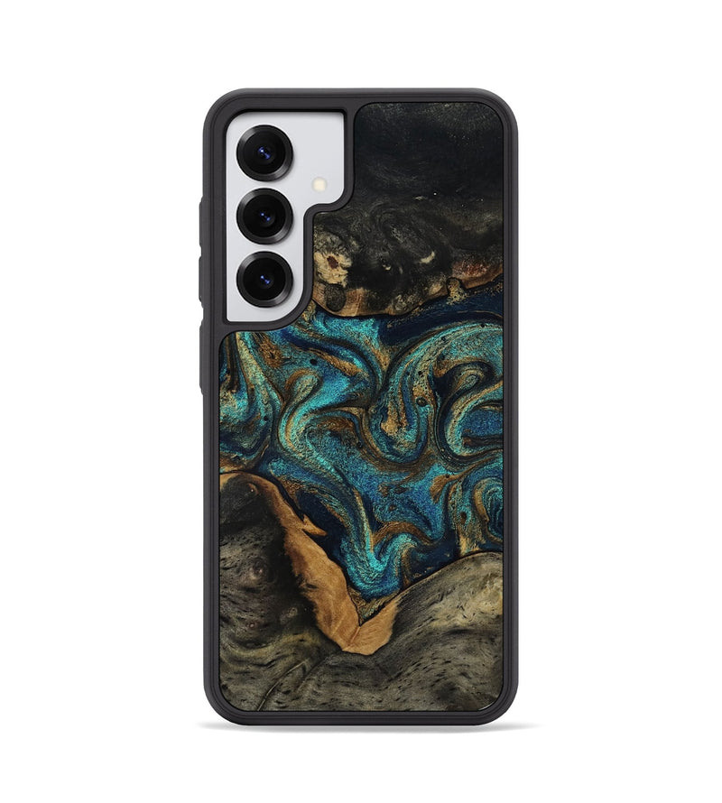 Galaxy S25 Wood Phone Case - Dee (Teal & Gold, 819071)