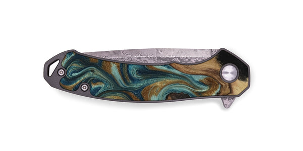EDC Wood Pocket Knife - Garrick (Teal & Gold, 819073)
