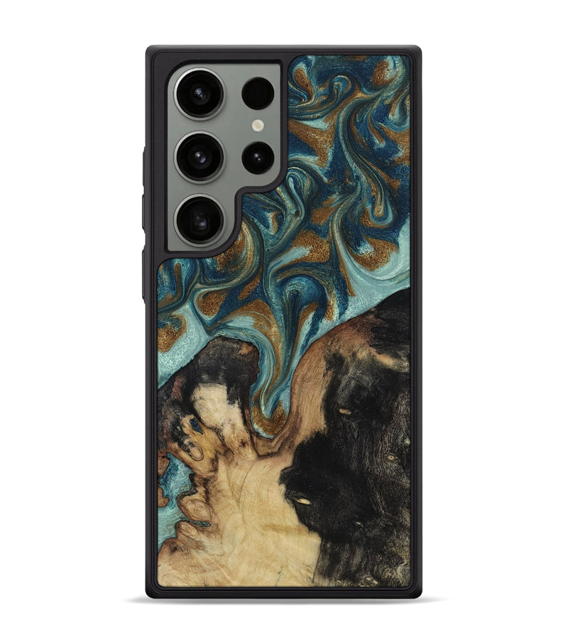 Galaxy S24 Ultra Wood Phone Case - Garrick (Teal & Gold, 819073)