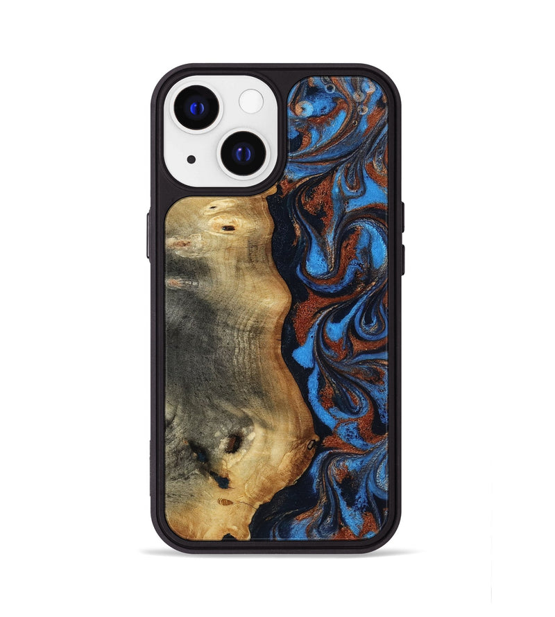 iPhone 13 Wood Phone Case - Willard (Teal & Gold, 819075)