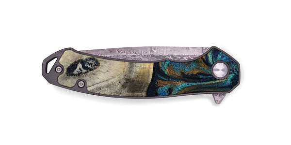 EDC Wood Pocket Knife - Florene (Teal & Gold, 819076)
