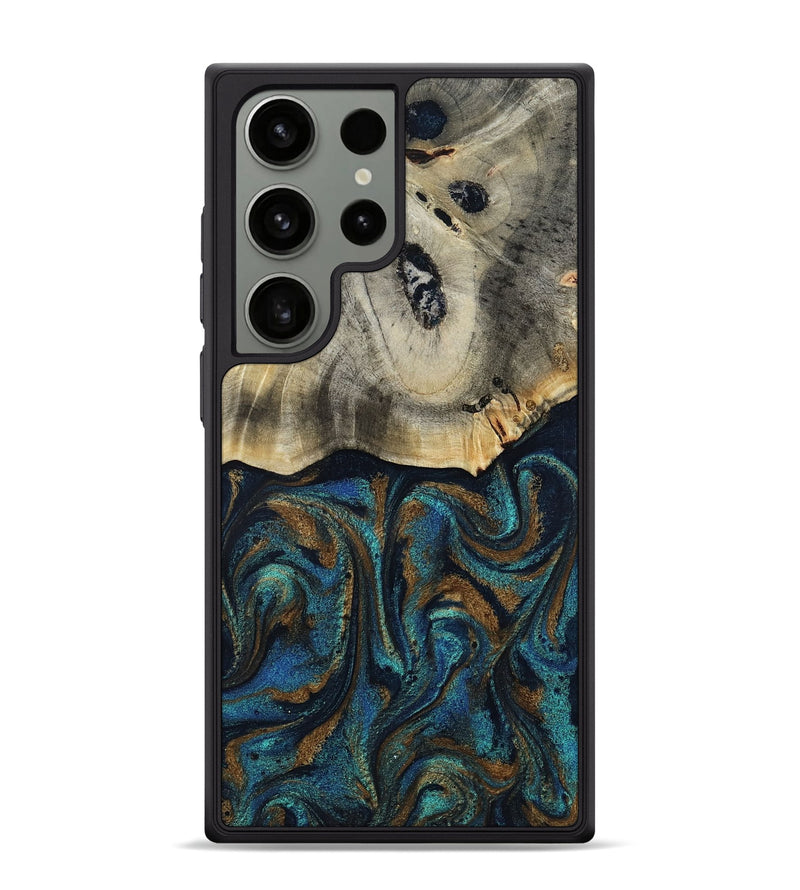 Galaxy S24 Ultra Wood Phone Case - Florene (Teal & Gold, 819076)