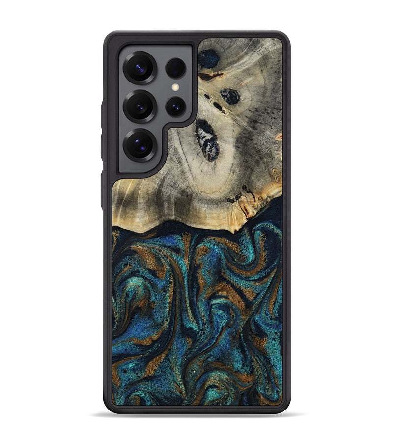 Galaxy S25 Ultra Wood Phone Case - Florene (Teal & Gold, 819076)