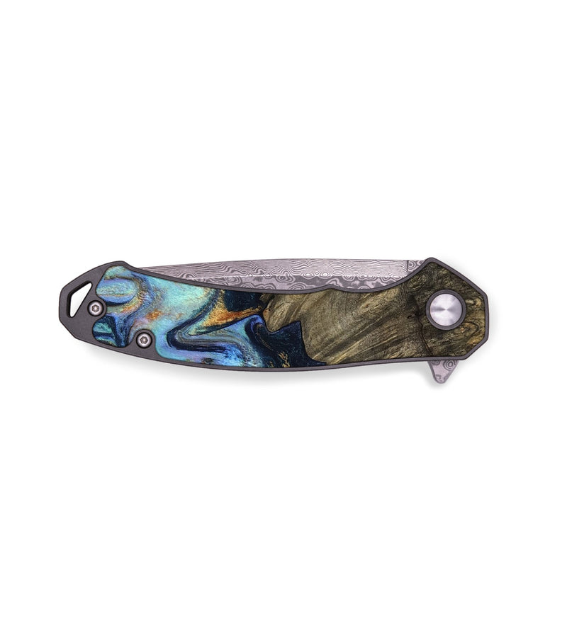 EDC Wood Pocket Knife - Kari (Teal & Gold, 819077)