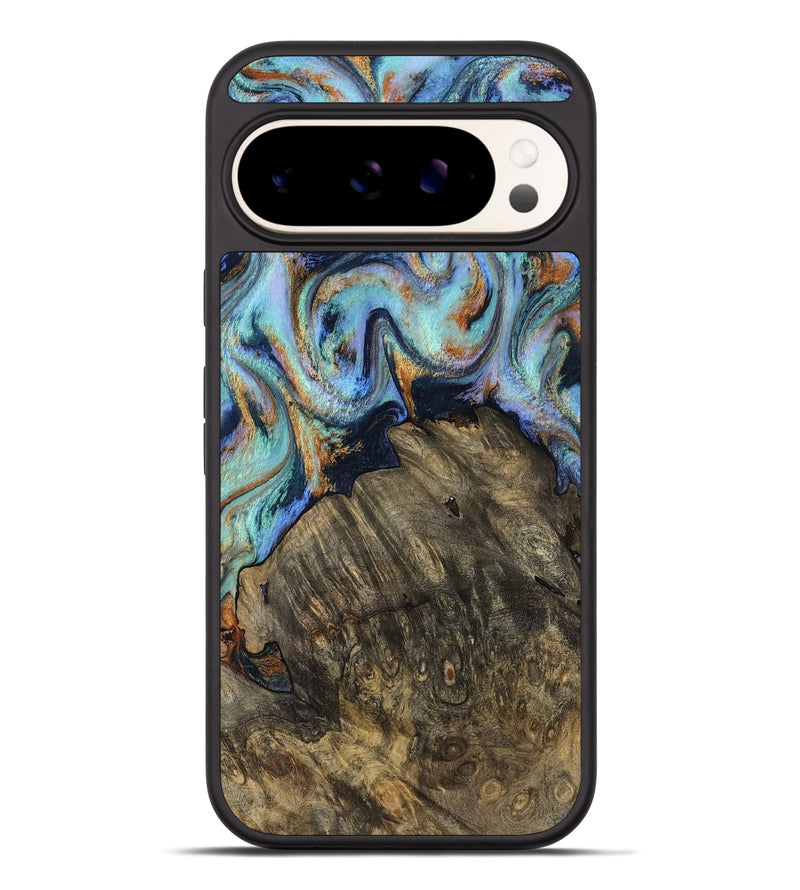 Pixel 9 Pro XL Wood Phone Case - Kari (Teal & Gold, 819077)