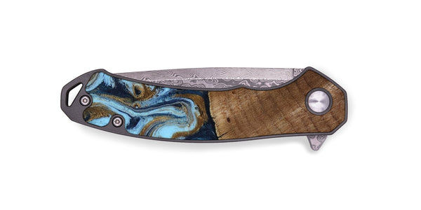 EDC Wood Pocket Knife - Jarred (Teal & Gold, 819078)