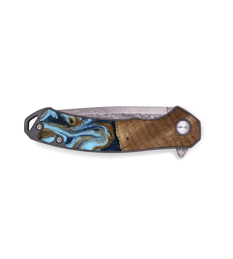 EDC Wood Pocket Knife - Jarred (Teal & Gold, 819078)