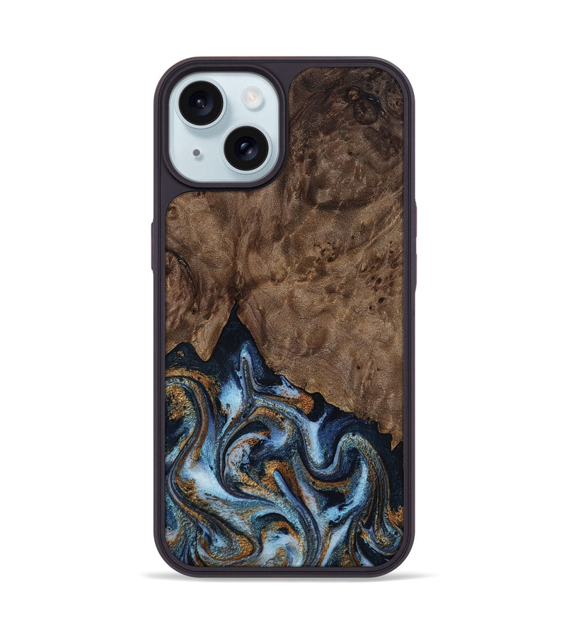 iPhone 15 Wood Phone Case - Veda (Black & White, 819079)