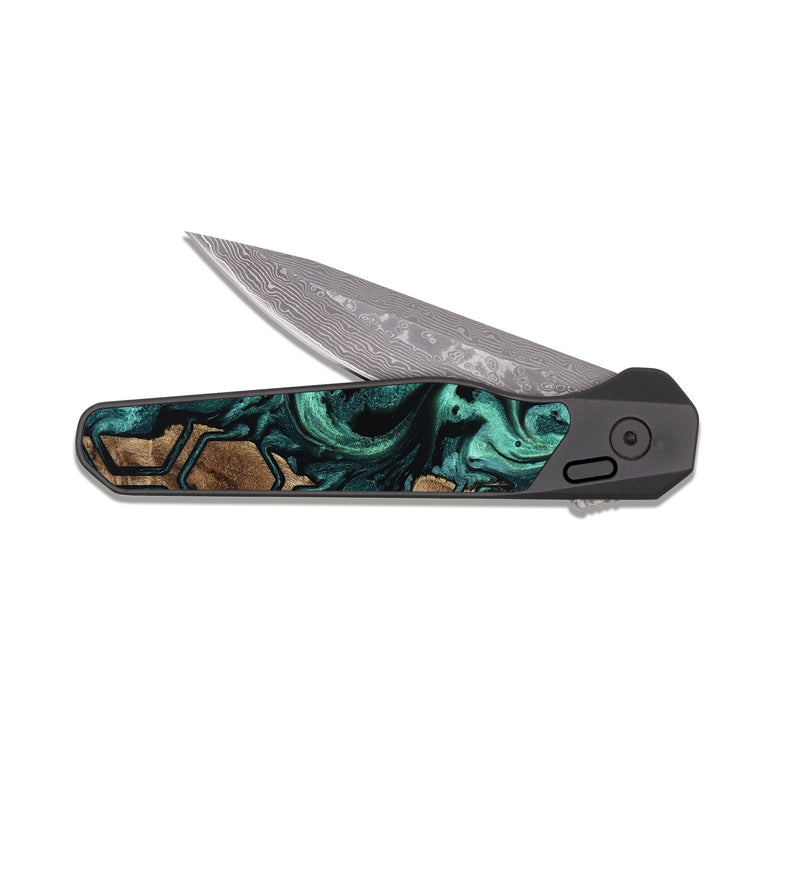 EDC Dark Damascus Wood Pocket Knife - Arlette (Pattern, 819080)