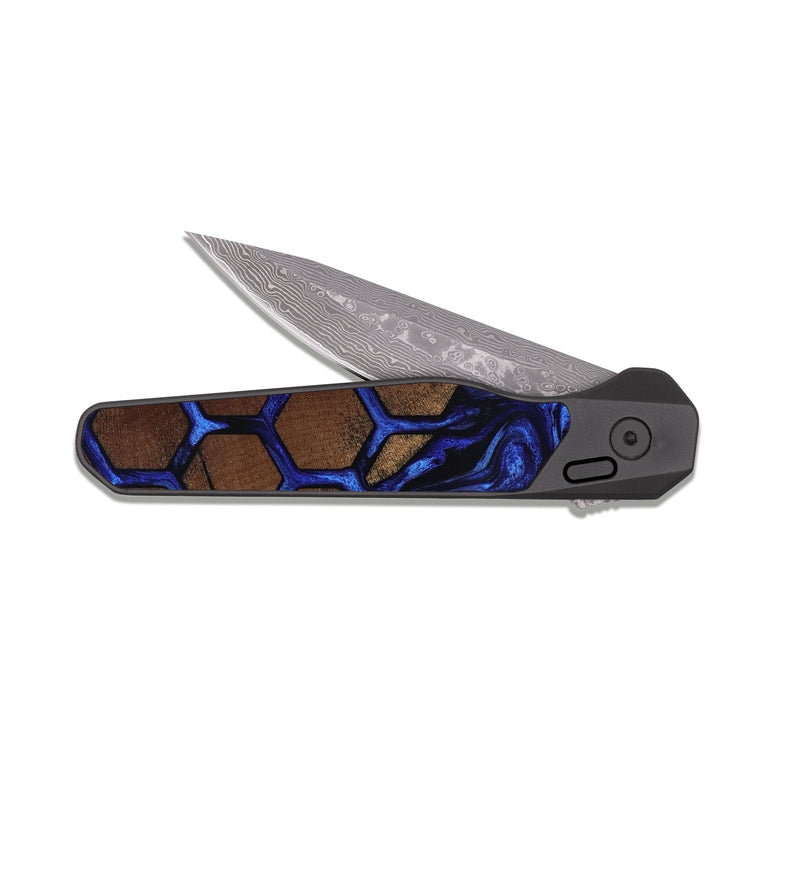 EDC Dark Damascus Wood Pocket Knife - Alana (Ancient Olive, 819081)