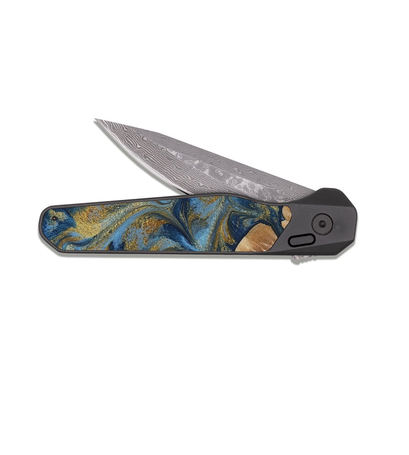 EDC Dark Damascus Wood Pocket Knife - Ryne (Pattern, 819094)