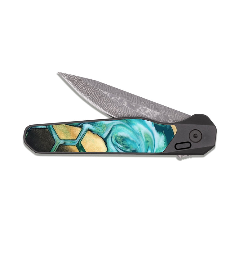EDC Dark Damascus Wood Pocket Knife - Kairi (Pattern, 819095)