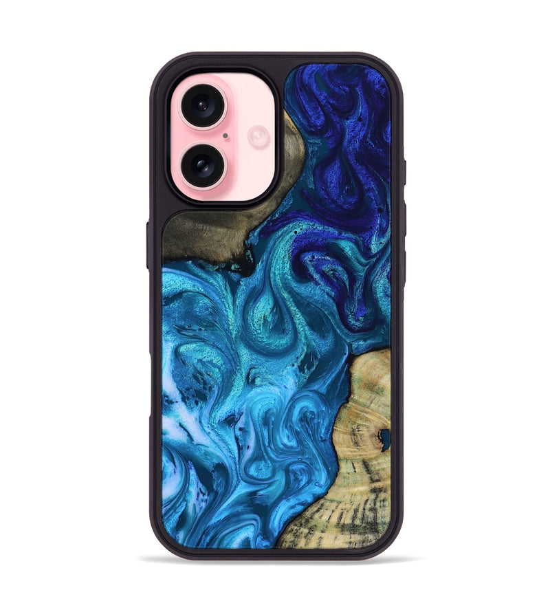 iPhone 16 Wood Phone Case - Lorelei (Blue, 819097)