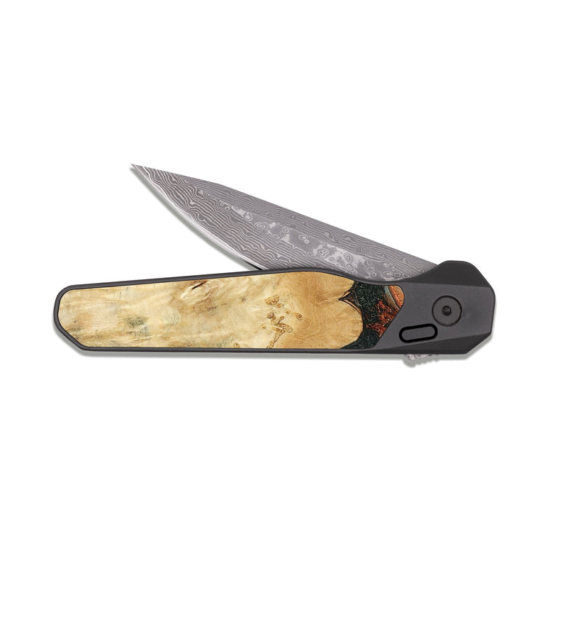 EDC Dark Damascus Wood Pocket Knife - Nella (Green, 819098)