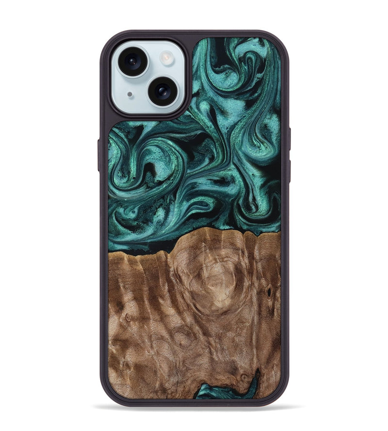 iPhone 15 Plus Wood Phone Case - Desirae (Ancient Olive, 819099)