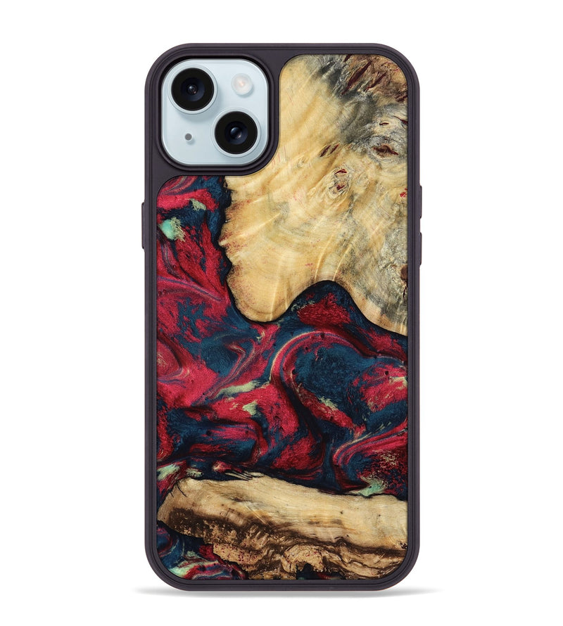 iPhone 15 Plus Wood Phone Case - Philip (Red, 819103)