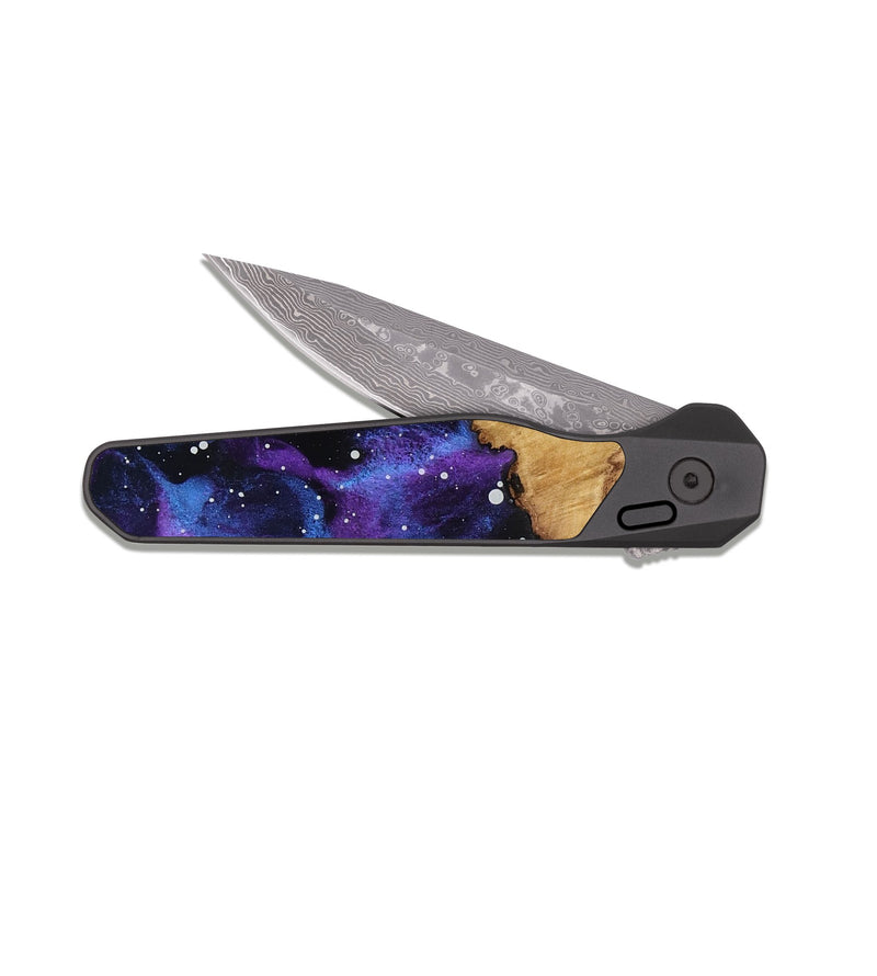 EDC Dark Damascus Wood Pocket Knife - Jeanna (Cosmos, 819112)