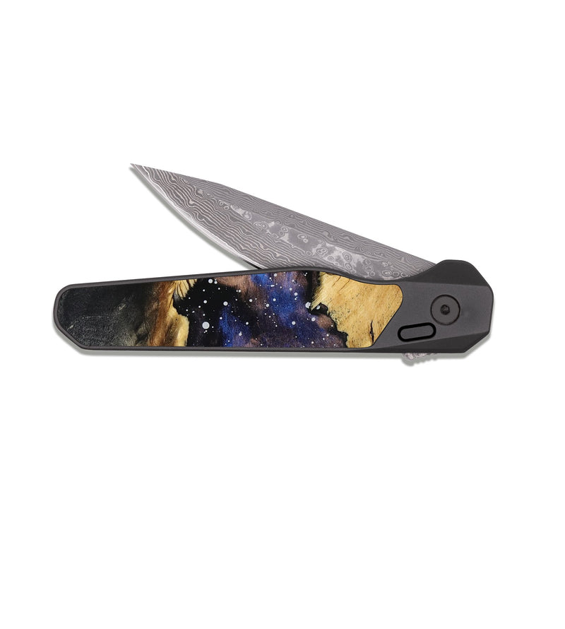 EDC Dark Damascus Wood Pocket Knife - Isidore (Cosmos, 819114)