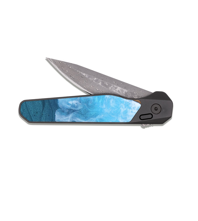 EDC Dark Damascus Wood Pocket Knife - Odis (Coastal, 819120)