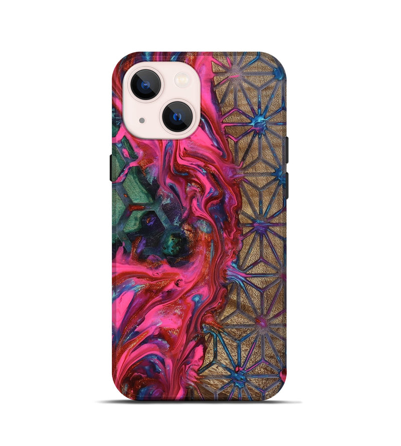 iPhone 13 mini Wood Live Edge Phone Case - Kian (Neon, 819134)