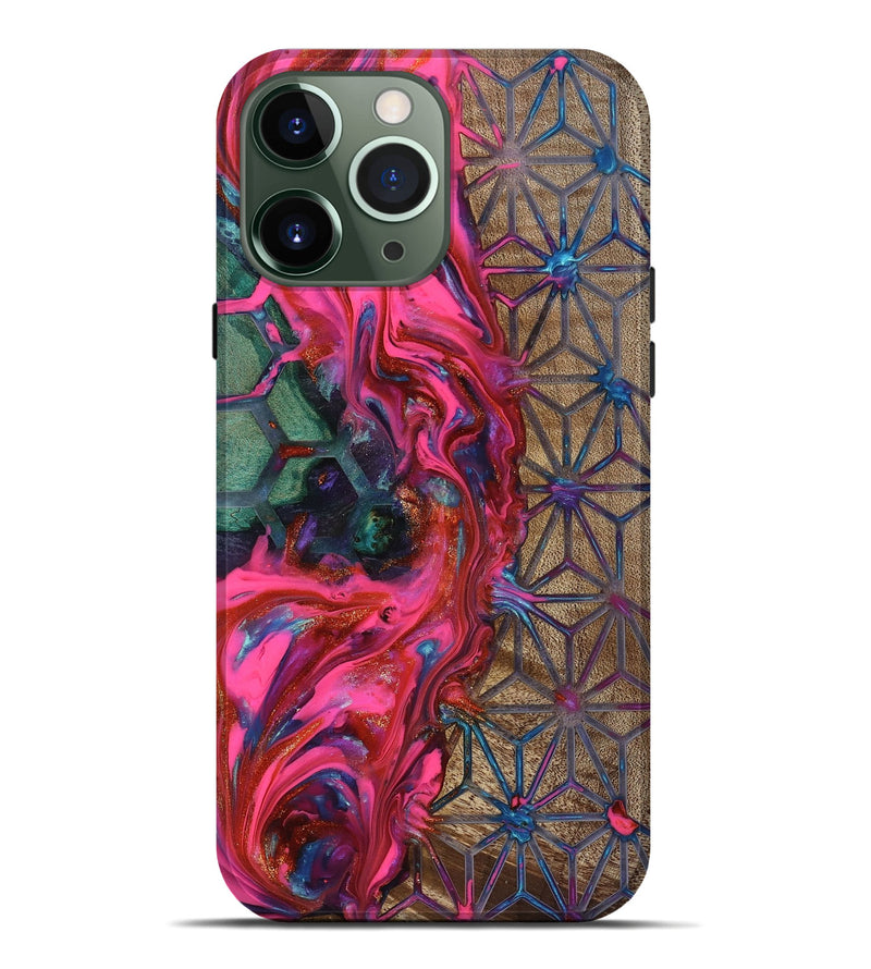 iPhone 13 Pro Max Wood Live Edge Phone Case - Kian (Neon, 819134)