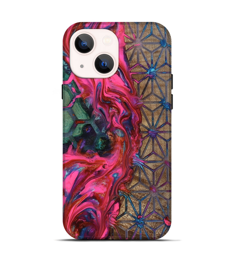 iPhone 14 Wood Live Edge Phone Case - Kian (Neon, 819134)