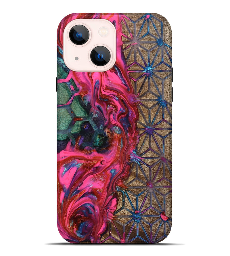 iPhone 14 Plus Wood Live Edge Phone Case - Kian (Neon, 819134)