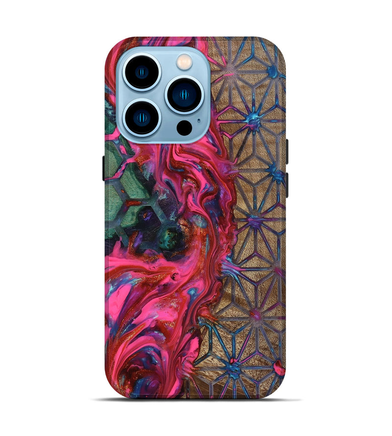iPhone 14 Pro Wood Live Edge Phone Case - Kian (Neon, 819134)