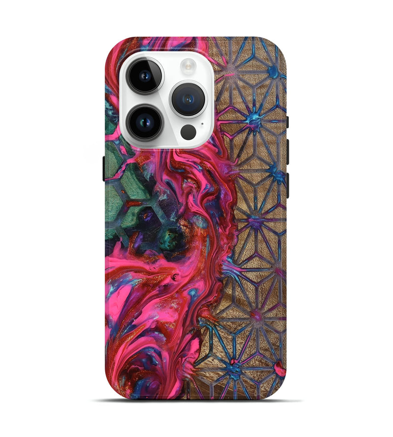 iPhone 15 Pro Wood Live Edge Phone Case - Kian (Neon, 819134)