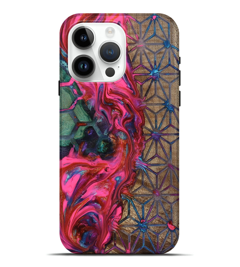 iPhone 15 Pro Max Wood Live Edge Phone Case - Kian (Neon, 819134)