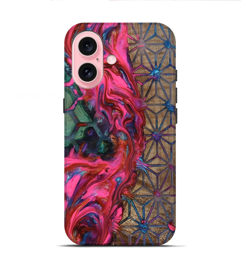 iPhone 16 Wood Live Edge Phone Case - Kian (Neon, 819134)