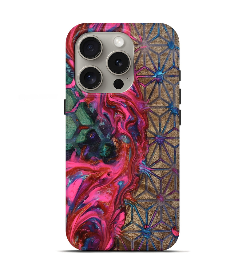 iPhone 16 Pro Wood Live Edge Phone Case - Kian (Neon, 819134)