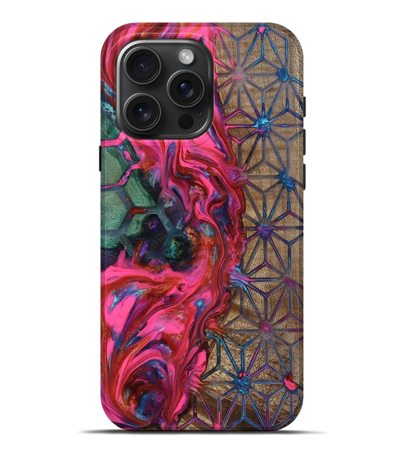 iPhone 16 Pro Max Wood Live Edge Phone Case - Kian (Neon, 819134)